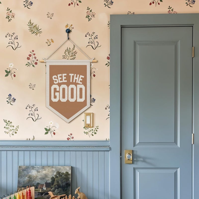 Wheatwin Inspirational See the Good Wall Hanging Pennant Flag Banner, Boho Neutral Motivational Positive Wall Decor for Kids Toddler Nursery Room Bedroom Playroom 15x11 Inch - Image 2